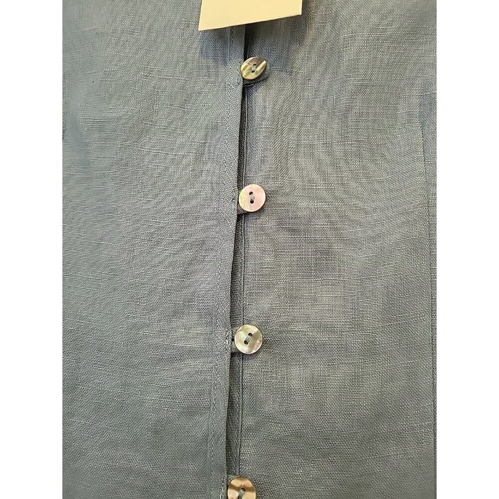 New Lintico 100% Linen Hand Button Fitted Jacket Blue Size Small - Picture 4 of 5